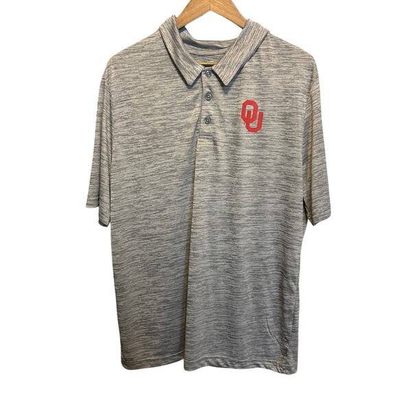 Oklahoma Sooners Polo‎ Shirt L Gray Heather Performance Golf NCAA Logo College - Picture 1 of 6